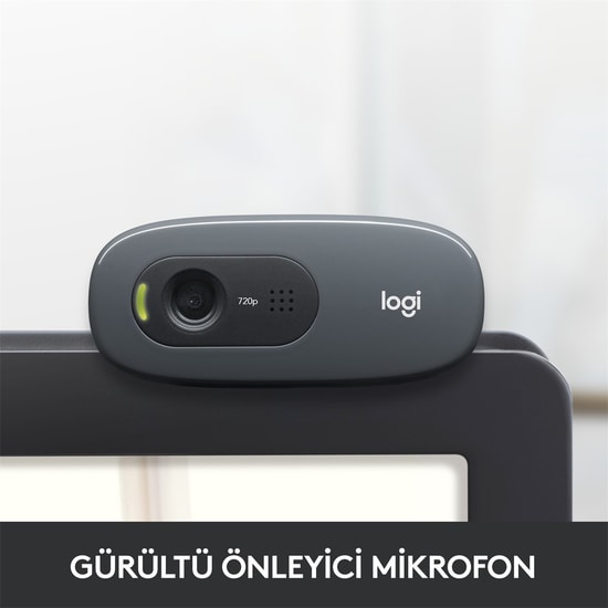Logitech C270 HD Webcam (960-001063) - 720p, 30fps, Gürültü Önleyici Mikrofon, Otomatik Parlaklık, 150cm USB-A Kablo