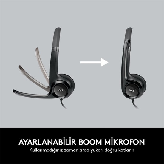 Logitech H390 Kablolu USB Mikrofonlu Kulaklık (981-000406) - Çağrı Gürültü Önleyici Mikrofon (ENC), Kablo Üzeri Kontrol