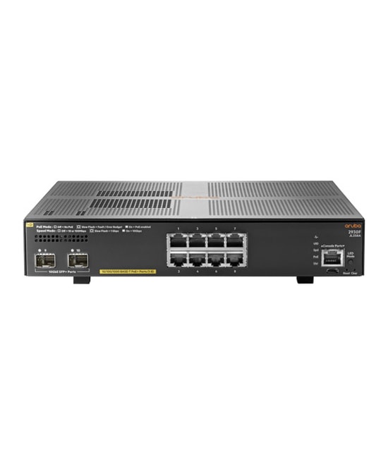 HP Aruba 2930F: 8 Port PoE+ Gigabit Switch (JL258A) 2xSFP+ Uplink, Güçlü ve Akıllı Ağ Yönetimi