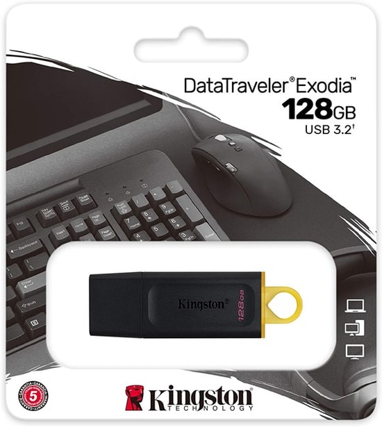 Kingston DataTraveler Exodia 128GB USB 3.2 Gen 1 NAND Flash Bellek (DTX/128GB) - USB Type-A, Kapaklı Kompakt Tasarım