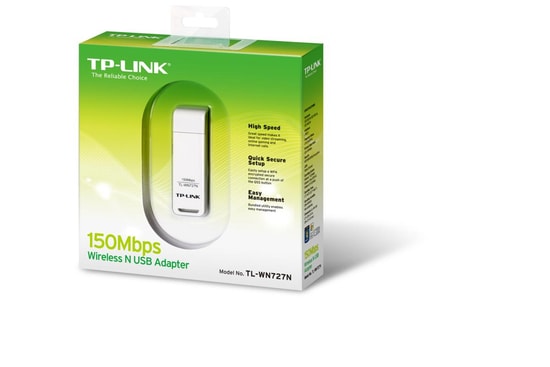 TP-LINK TL-WN727N 150Mbps USB WiFi Ağ Adaptörü - WiFi 4, USB 2.0 Type A, 2.4GHz Dahili Anten, WPS, WPA
