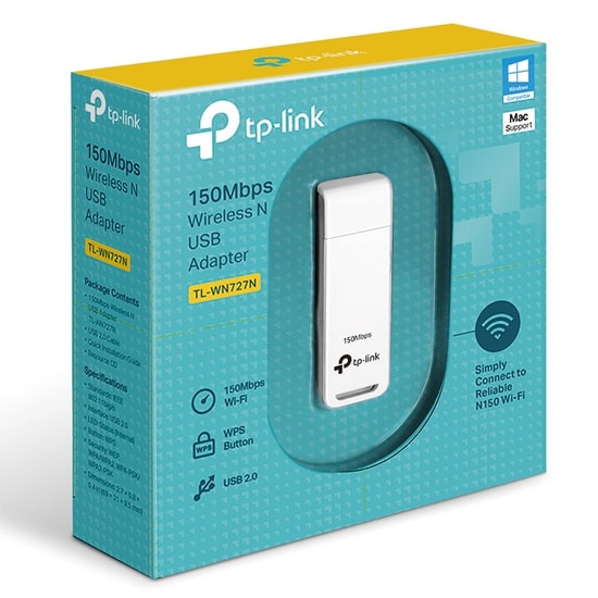 TP-LINK TL-WN727N 150Mbps USB WiFi Ağ Adaptörü - WiFi 4, USB 2.0 Type A, 2.4GHz Dahili Anten, WPS, WPA