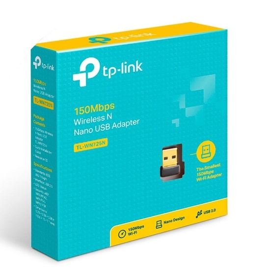 TP-LINK TL-WN725N 150Mbps Nano USB WiFi Ağ Adaptörü - WiFi 4, USB 2.0, Kompakt, Tak ve Kullan, Windows/Mac/Linux Desteği