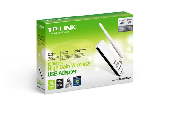 TP-LINK TL-WN722N 150Mbps Yüksek Kazançlı Wireless USB Ağ Adaptörü - 2.4 GHz, WiFi 4, 802.11n, 4 dBi Anten, WPS