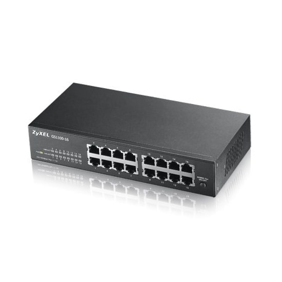 Zyxel GS1100-16 16 Port 10/100/1000 Mbps Yönetilemez Gigabit Switch V3 - Metal Kasa, Masaüstü, Rack Mount Uyumlu