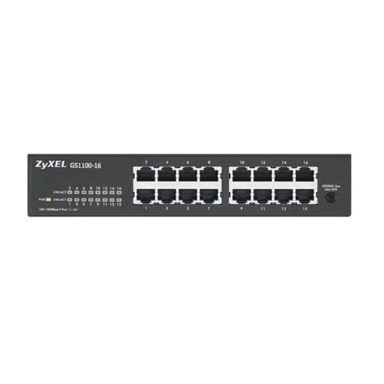 Zyxel GS1100-16 16 Port 10/100/1000 Mbps Yönetilemez Gigabit Switch V3 - Metal Kasa, Masaüstü, Rack Mount Uyumlu