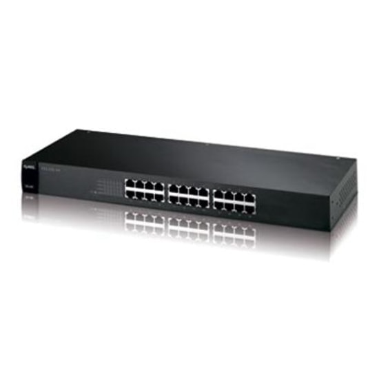 Zyxel ES1100-24E 24 Port 10/100 Mbps Fast Ethernet Yönetilemez Switch - Rack Mount, Metal Kasa, 24 Port Destekli