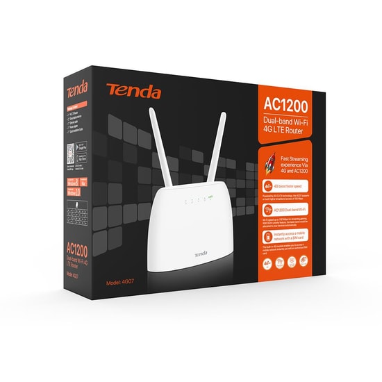 Tenda 4G07 AC1200 Çift Bant 4G LTE Wi-Fi Router - SIM Kartlı, 1xLAN/WAN ve 1xLAN Portlu Modem