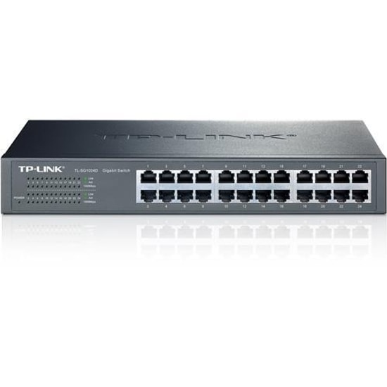 TP-Link TL-SG1024D Rackmount 24 Port Gigabit Switch - 10/100/1000 Mbps, QoS Desteği, Metal Kasa, Yönetilemez Ağ Anahtarı