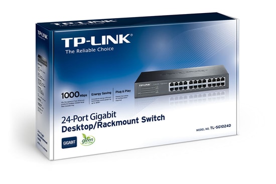 TP-Link TL-SG1024D Rackmount 24 Port Gigabit Switch - 10/100/1000 Mbps, QoS Desteği, Metal Kasa, Yönetilemez Ağ Anahtarı