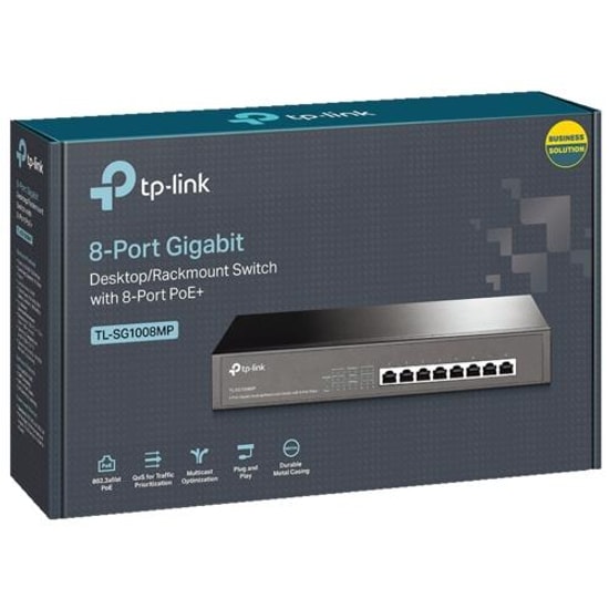 TP-Link TL-SG1008MP 8 Port Gigabit Switch - PoE+ 153W, 100m Mesafe, Metal Kasa, Masaüstü/Rack Tipi Yönetilmeyen Anahtar