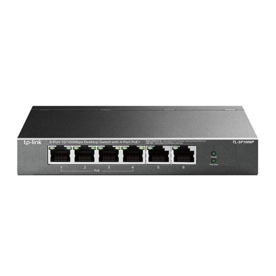 TP-Link TL-SF1006P 6 Port PoE Switch - 4 10/100Mbps PoE+ Port, 67W PoE, 250m Mesafe, Metal Kasa, Tak Çalıştır Anahtar