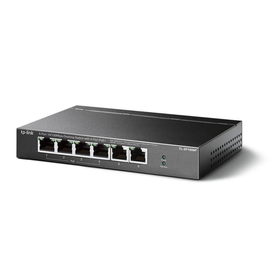 TP-Link TL-SF1006P 6 Port PoE Switch - 4 10/100Mbps PoE+ Port, 67W PoE, 250m Mesafe, Metal Kasa, Tak Çalıştır Anahtar