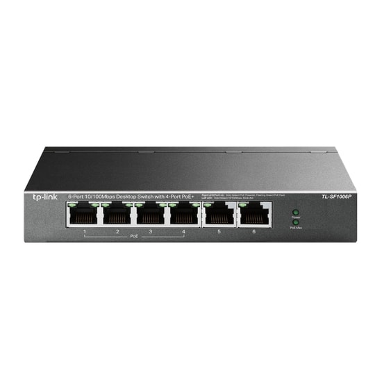 TP-Link TL-SF1006P 6 Port PoE Switch - 4 10/100Mbps PoE+ Port, 67W PoE, 250m Mesafe, Metal Kasa, Tak Çalıştır Anahtar