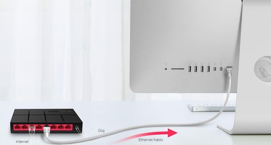 TP-Link Mercusys MS108G 8 Port Gigabit Switch - Plastik Kasa, Yönetilemez, Tak Çalıştır, Hızlı Ethernet Ağı