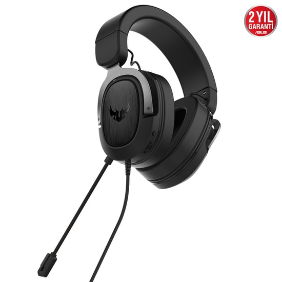 Asus TUF Gaming H3 7.1 Gun Metal Mikrofonlu Oyuncu Kulaklığı - 50mm Sürücü, 7.1 Surround, 3.5mm Kablolu, 32ohm