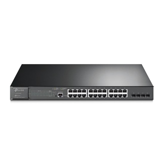 TP-Link TL-SG3428MP Rackmount 28 Port Gigabit Yönetilebilir Switch - 24 PoE+ (384W) Port, 4 SFP Yuva, Metal Kasa Anahtar