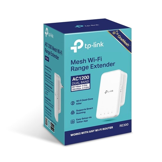 TP-Link RE300 AC1200: 1200Mbps Mesh WiFi Menzil Genişletici, Çift Bant, Evde Kesintisiz Bağlantı, Kolay Kurulum