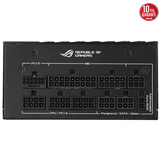 Asus ROG LOKI 850W Siyah 80+ Platinum Güç Kaynağı - 850W, ATX 3.1, PCIe 5.1, Tam Modüler, ARGB Fan, 10 Yıl Garanti