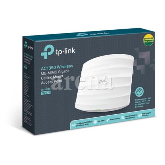 TP-Link EAP225 AC1350 Gigabit Tavan Tipi Access Point - WiFi 5, 1350Mps, 1G LAN, PoE Uyumlu, Dahili Anten MU-MIMO, MSSID