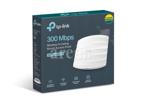 TP-Link Omada EAP115 300Mbps Kablosuz N Tavan Tipi Access Point - WiFi 4, 2.4 GHz, PoE Destekli, Uzaktan Yönetim, MSSID