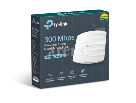 TP-Link EAP110 300Mbps Tavan Tipi Access Point - WiFi 4, 2x4dbi Anten, 1x100Mps Port, Pasif PoE, MSSID, Uzaktan Yönetim