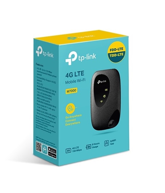TP-Link M7000: 4G LTE Taşınabilir Seyahat Router - 300Mbps WiFi 4, 2000mAh Pil, USB, Sim Kart Uyumlu, Hotspot Özellikli