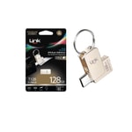 LinkTech T128 128GB Type-C OTG Dual USB Flash Bellek - LOF-T128, 90MB/s 3.0 Hızlı Veri Aktarımı ve Depolama