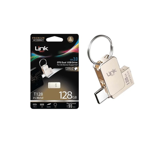 LinkTech T128 128GB Type-C OTG Dual USB Flash Bellek - LOF-T128, 90MB/s 3.0 Hızlı Veri Aktarımı ve Depolama