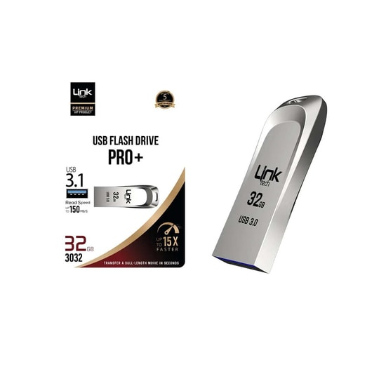 LinkTech 3032 Premium Pro Plus 32GB USB 3.1 Flash Bellek (LUF-3032) - 150MB/s Okuma Hızı, 30MB/s Yazma Hızı, 7gr