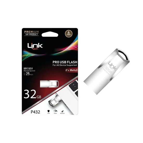 Linktech P432 Premium Pro 32GB USB 3.0 Flash Bellek - 25MB/s Hızlı Veri Aktarımı, Suya ve Darbeye Dayanıklı, Metal Kasa