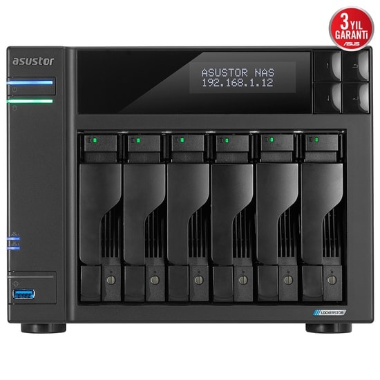 Asustor AS6706T Lockerstor 6 Gen 2 6 Yuvalı NAS - 8GB DDR4, Intel N5105, 4xM.2 SSD, 2x2.5GbE, 3xUSB 3.2 Port
