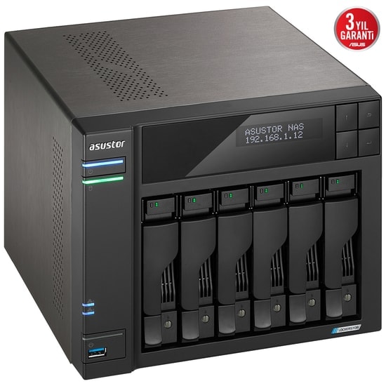 Asustor AS6706T Lockerstor 6 Gen 2 6 Yuvalı NAS - 8GB DDR4, Intel N5105, 4xM.2 SSD, 2x2.5GbE, 3xUSB 3.2 Port