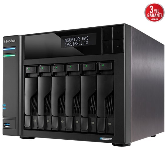 Asustor AS6706T Lockerstor 6 Gen 2 6 Yuvalı NAS - 8GB DDR4, Intel N5105, 4xM.2 SSD, 2x2.5GbE, 3xUSB 3.2 Port