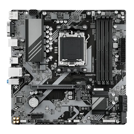 GIGABYTE A620M DS3H Anakart: AMD AM5, DDR5 6400mhz OC, M.2, HDMI, DP, VGA, Type C, 1G LAN, RGB Fusion, MicroATX