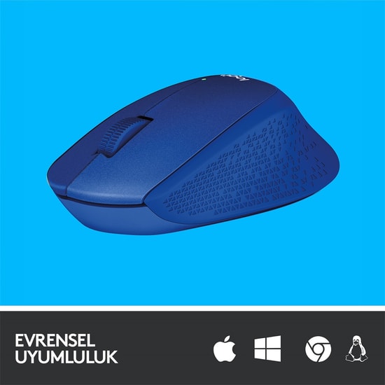 Logitech M330 Mavi Sessiz Kablosuz Optik Mouse (910-004910) - 1000 DPI, Ergonomik Tasarım, SilentTouch Teknolojisi
