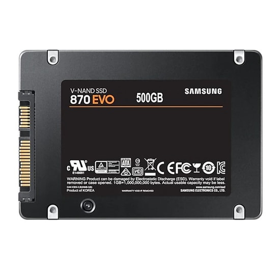 Samsung 870 EVO 500GB SATA III 2.5" NAND SSD (MZ-77E500BW) - 560/530 MB/s Okuma/Yazma Hızı, 512 MB Cache, SMART Desteği