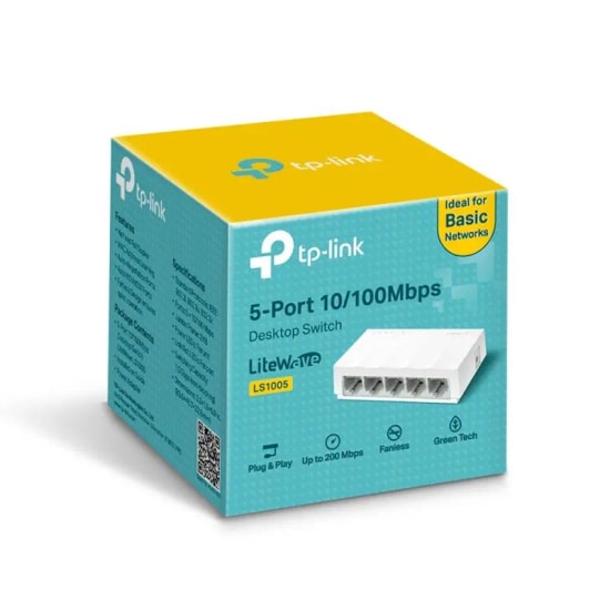 TP-Link LS1005 LiteWave 5 Port 10/100 Mbps Plastik Kasa Masaüstü Switch - Tak ve Çalıştır, Kompakt Tasarım, Fansız