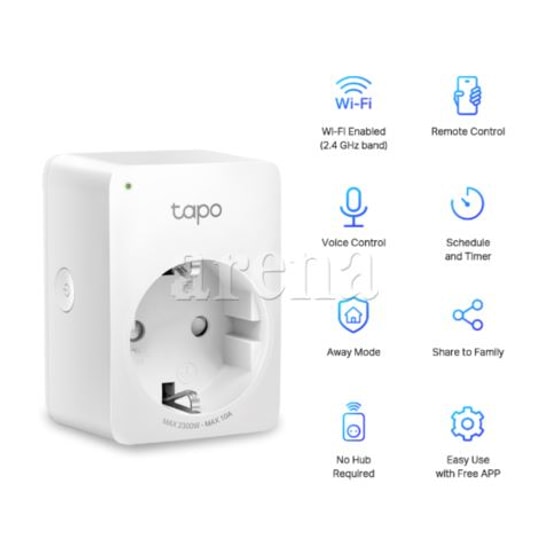 TP-Link Tapo P100-1P Mini Akıllı Wi-Fi Priz - 2300W, Uzaktan Kontrol, Zamanlayıcı Özellikli Akıllı Priz