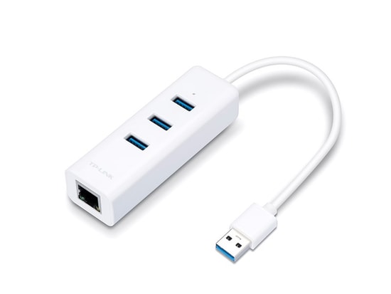 TP-Link UE330 USB 3.0 Gigabit Ethernet Adaptör ve 3 Port USB Hub - 1000Mbps Hız, Tak Çalıştır, 10cm Kablo, Beyaz