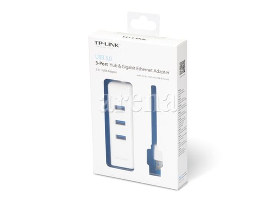 TP-Link UE330 USB 3.0 Gigabit Ethernet Adaptör ve 3 Port USB Hub - 1000Mbps Hız, Tak Çalıştır, 10cm Kablo, Beyaz