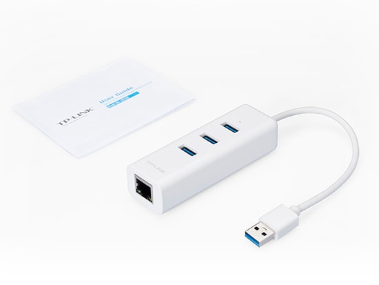 TP-Link UE330 USB 3.0 Gigabit Ethernet Adaptör ve 3 Port USB Hub - 1000Mbps Hız, Tak Çalıştır, 10cm Kablo, Beyaz