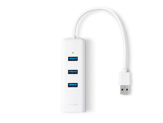 TP-Link UE330 USB 3.0 Gigabit Ethernet Adaptör ve 3 Port USB Hub - 1000Mbps Hız, Tak Çalıştır, 10cm Kablo, Beyaz