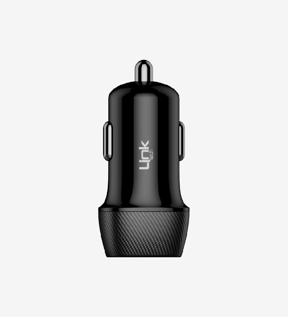 Linktech C493 Safe Karbon Görünümlü Type-C Kablolu 12w Araç Şarj Aleti