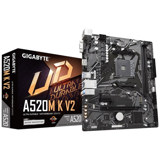 Gigabyte A520M-K-V2 D4 Anakart: AMD AM4, DDR4 5100MHz (OC), M.2, PCIe 3.0, HDMI, VGA, Usb 3.2, Micro ATX 