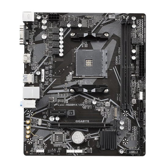 Gigabyte A520M-K-V2 D4 Anakart: AMD AM4, DDR4 5100MHz (OC), M.2, PCIe 3.0, HDMI, VGA, Usb 3.2, Micro ATX 