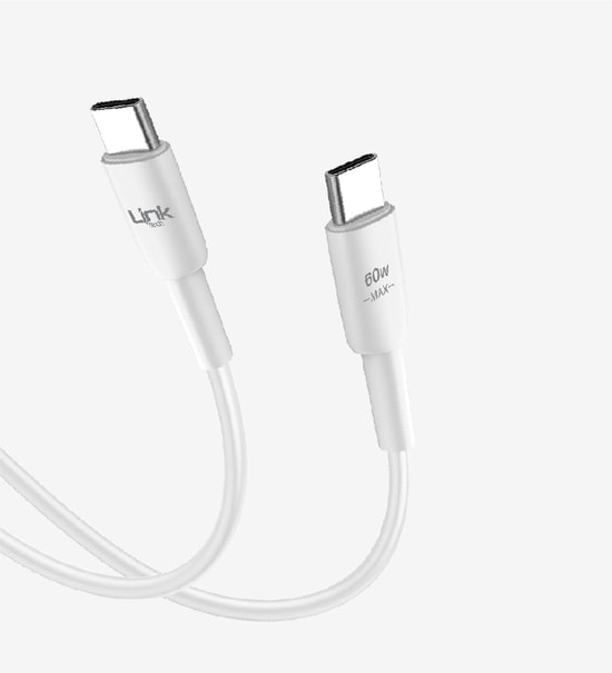 Linktech LCA-K604 Safe Beyaz 3A 60W PD Hızlı Şarj ve Data USB-C to USB-C Kablo - 1 Metre, Silikon Kaplama