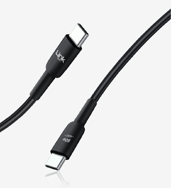 Linktech K604 Safe Siyah 3A PD Hızlı Şarj ve Data Kablosu - Type-C/Type-C, 1 Metre, 60W, Alüminyum Alaşımlı, Güvenli