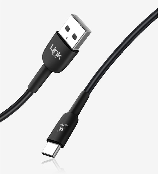 Linktech K602 Safe Beyaz 3A USB A - Type C Şarj Kablosu - 480Mbps Veri Hızı, Alüminyum Başlık, 100cm Uzunluk