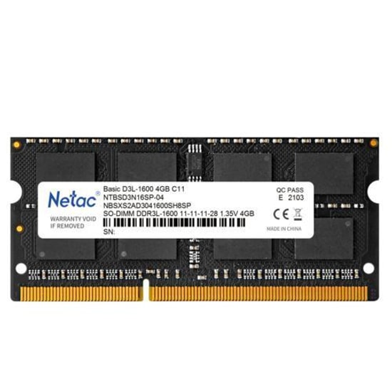 Netac Basic 4GB 1600MHz DDR3L CL11 Notebook RAM Bellek (NTBSD3N16SP-04) - 1.35V Düşük Voltaj